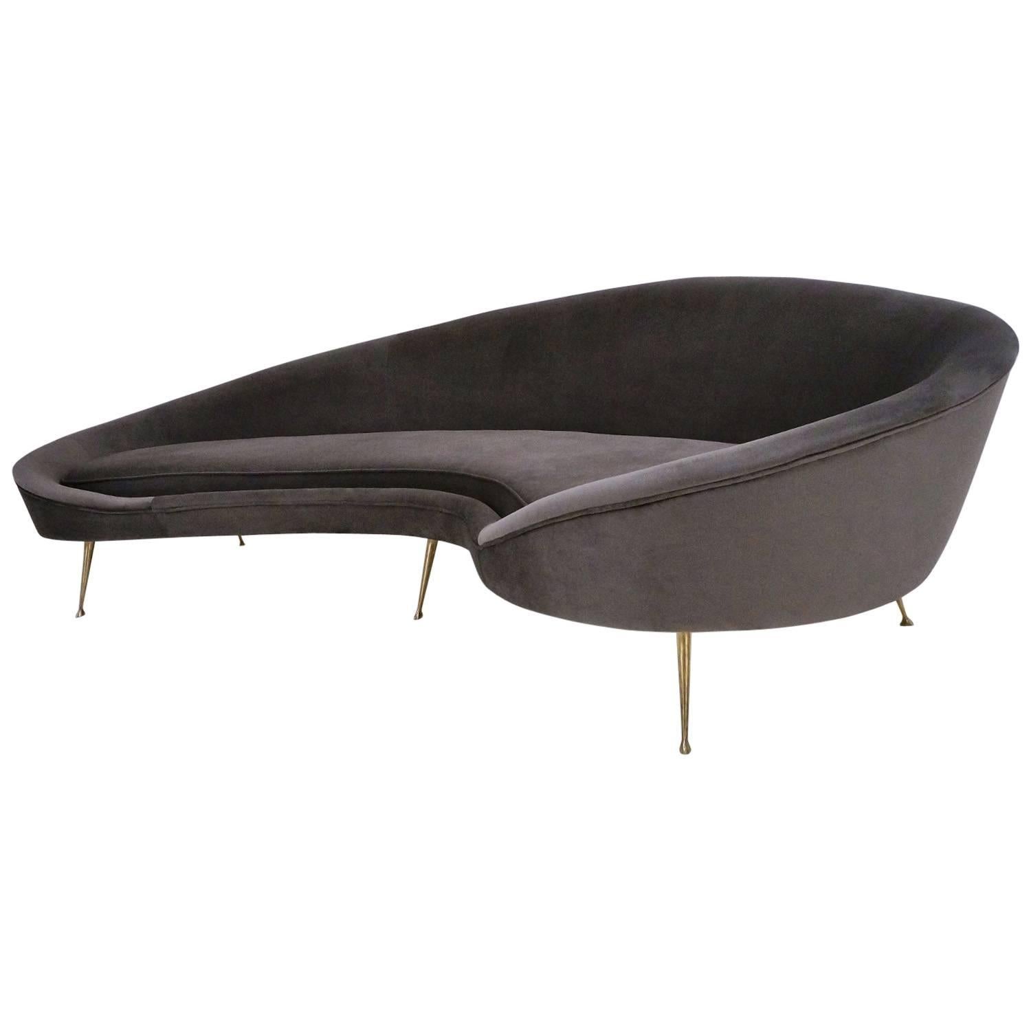 Kidney Shaped Sofa Available in 25 colors of velvet, Italian