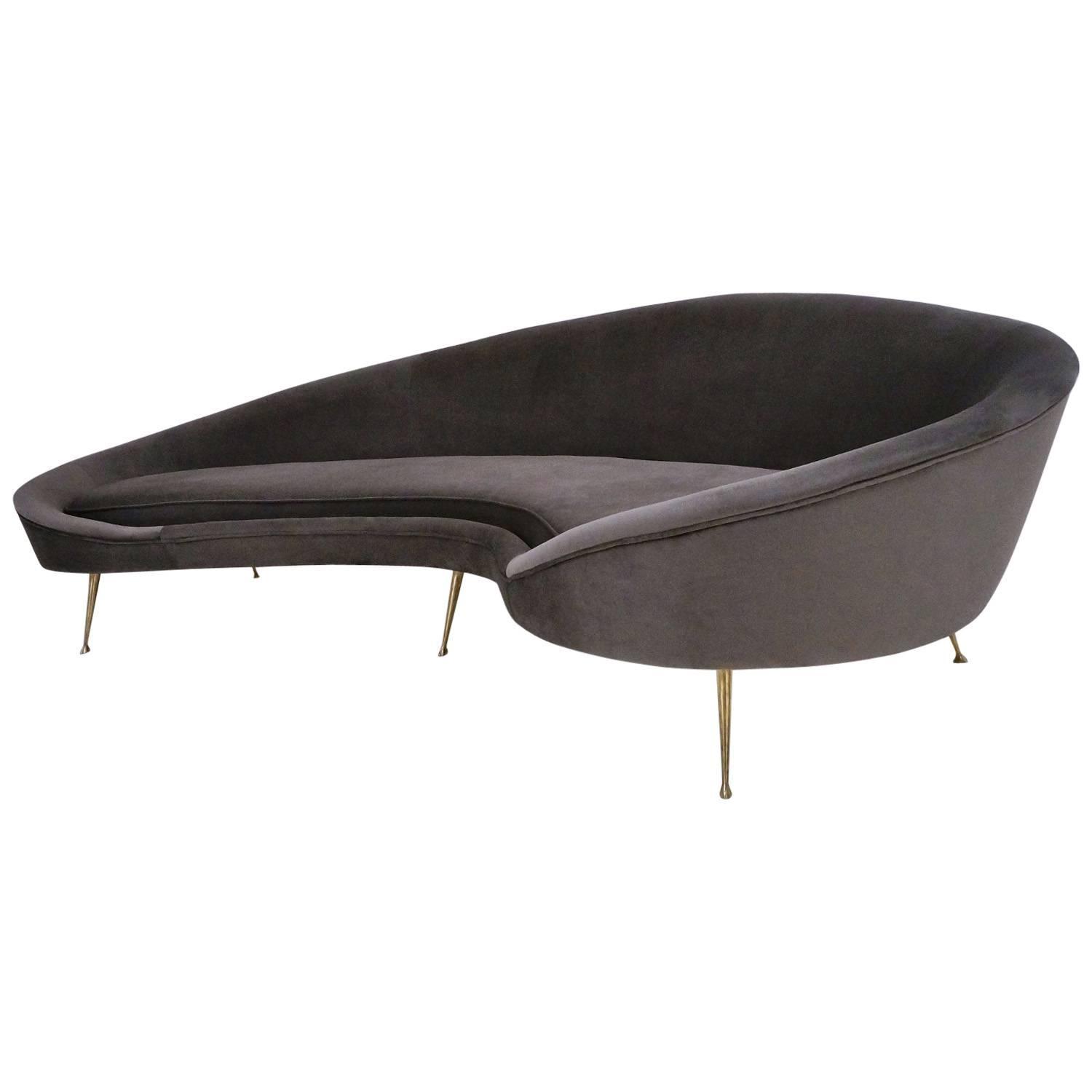Kidney Shaped Sofa Available in 25 Colors of Velvet, Italian For Sale
