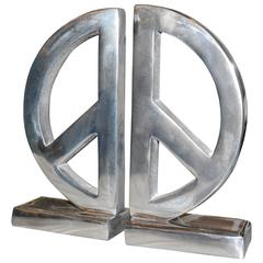 Peace and Love Set of Two Book-End in Aluminium