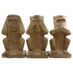 Stone Monkeys Set of Three in Stone