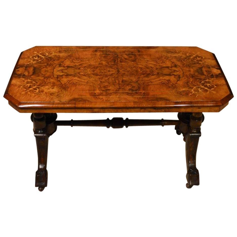 Burr Walnut Victorian Period Rectangular Antique Coffee Table