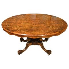 Good Burl Walnut Victorian Period Antique Loo Table