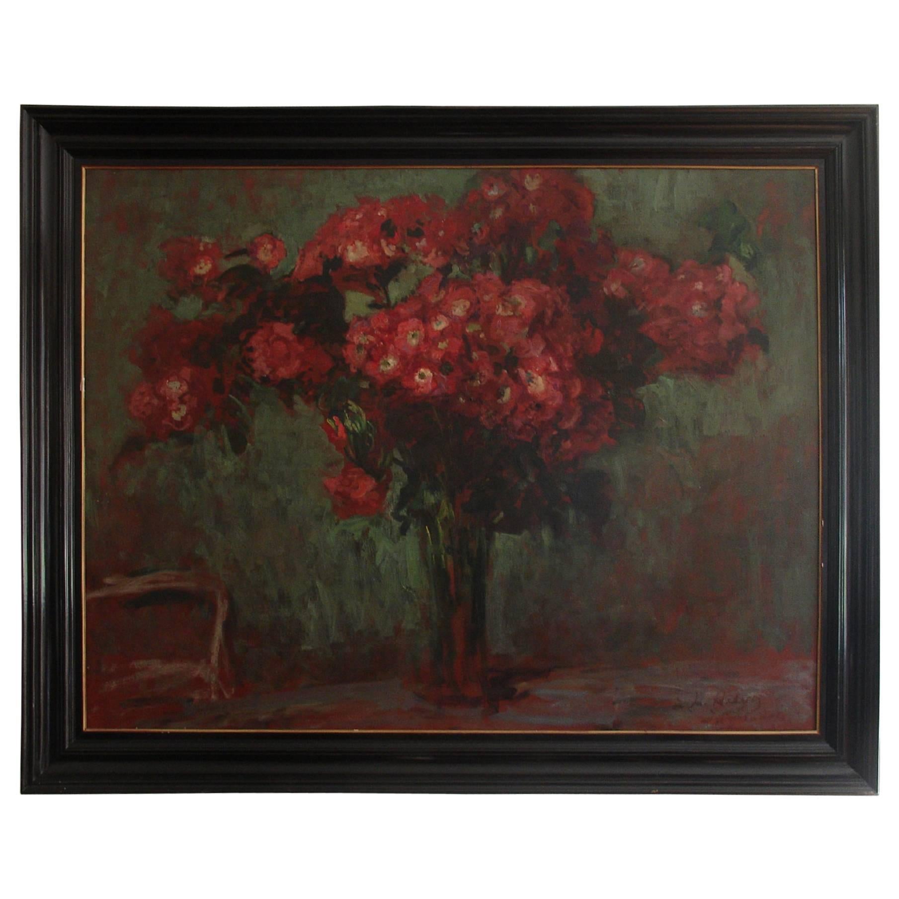 Jacques-Emile Blanche Stunning  Still Life painting of a Bouquet of Red Flowers For Sale