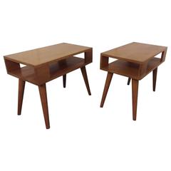 Pair of Russel Wright for Conant Ball End Tables or Nightstands; La Porte