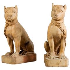 Pair of 19th Century Terracotta Dogs