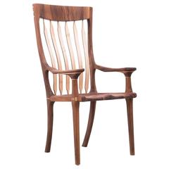 Walnut and Maple Chair in Manner of Sam Maloof