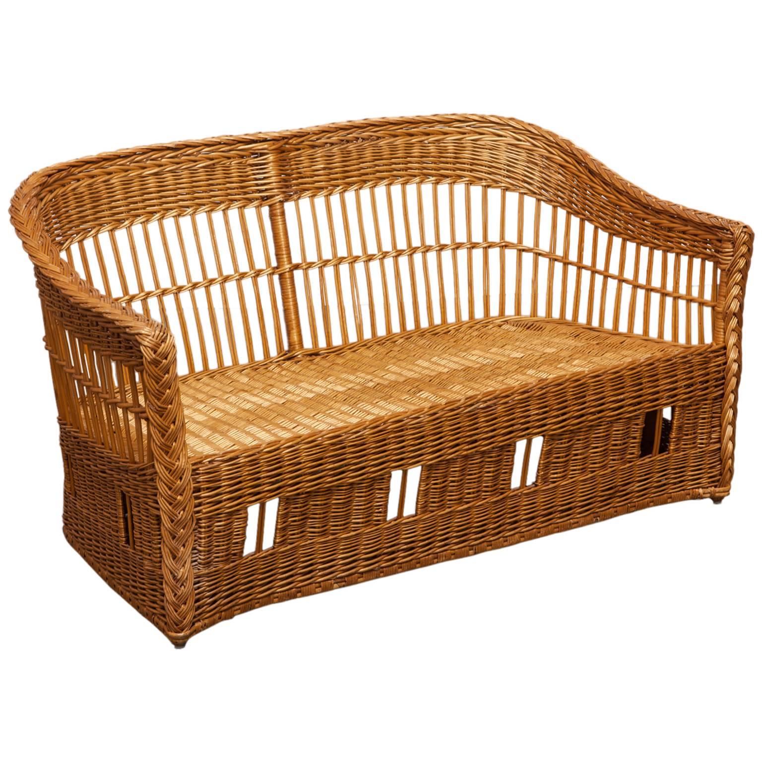 McGuire Rattan and Stick Wicker Settee