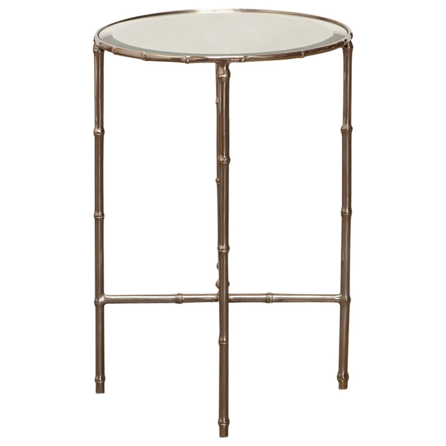 Mastercraft Nickel Faux Bamboo Round Drinks Table