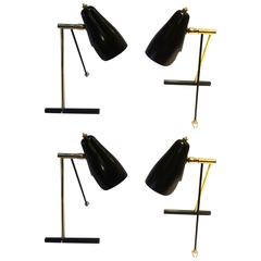 Four Small Table Lamps or Wall Lights by Stilnovo, Italy, 1950s