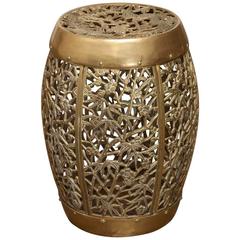 Chinese Brass Drum Drink Table or Garden Stool