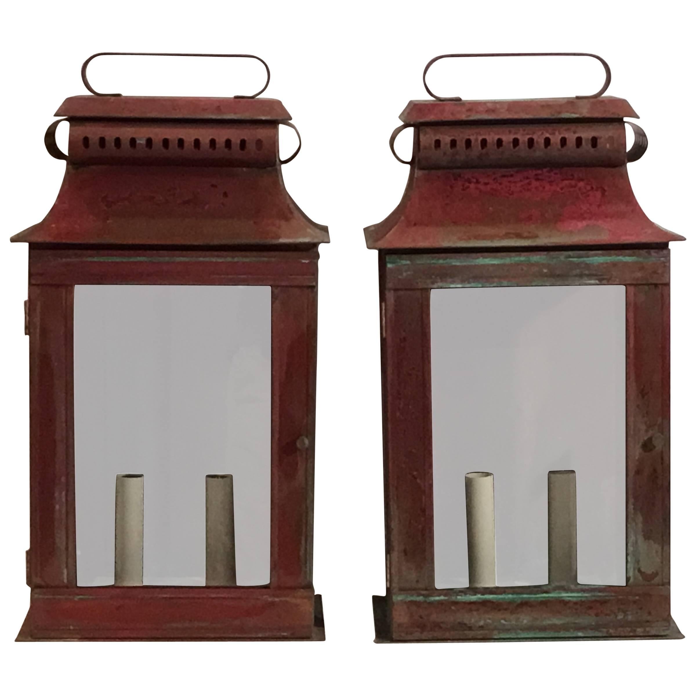 Pair of Copper Wall Lantern