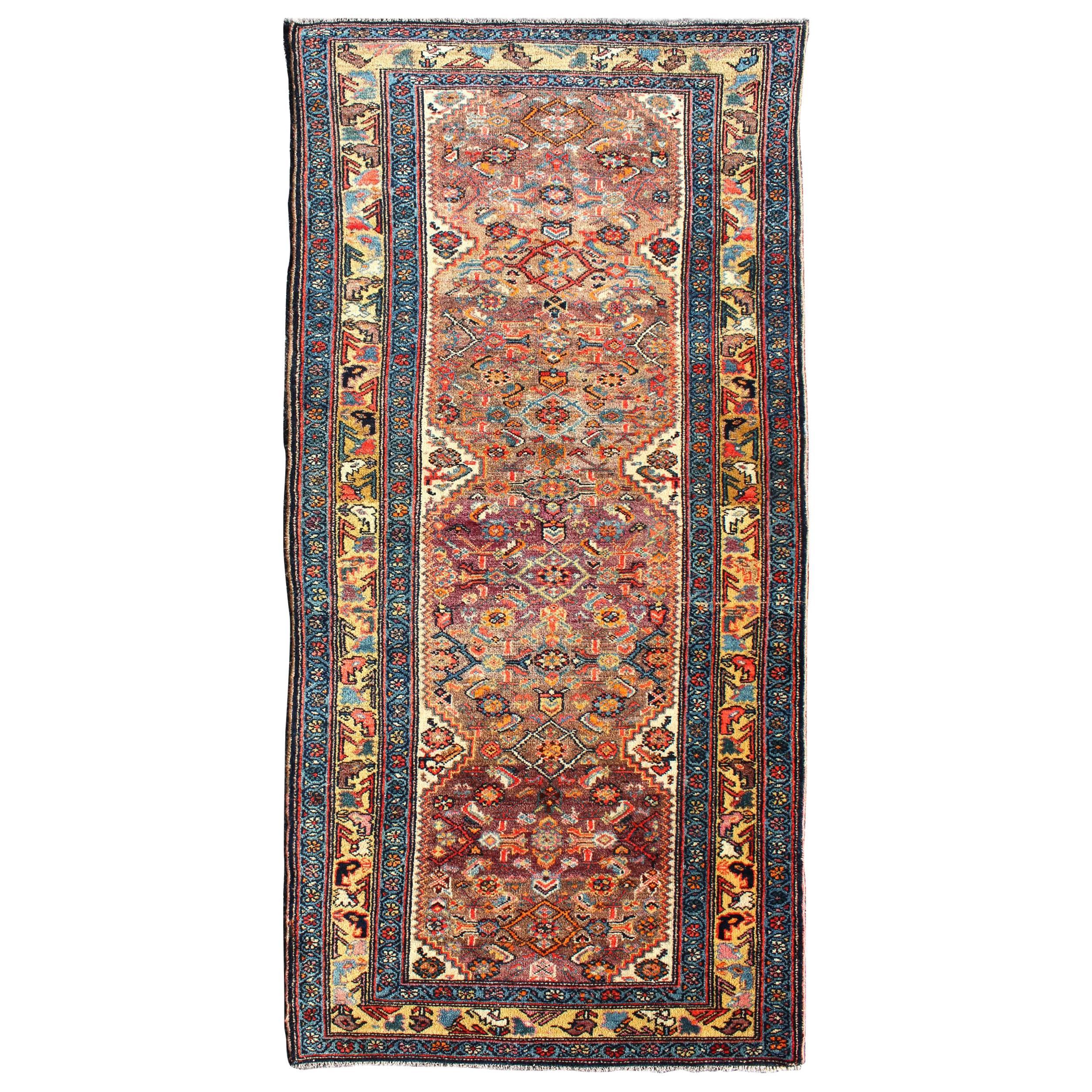 Antique Persian Fine Persian Malayer Short Runner in Great Condition  For Sale