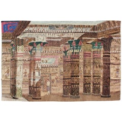 Rare Vintage Tapestry with Exquisite Scene of Egyptian Architecture and Columns