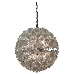 Venini Attribution Mid-Century Murano Glass Flower Ball Sputnik Chandelier