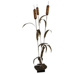 Vintage Brutalist Cattail Floor Sculpture