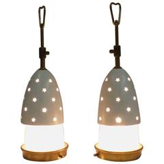 Angelo Lelli Paire de lampes pour Arredoluce, Italie, 1950 "Stélline"