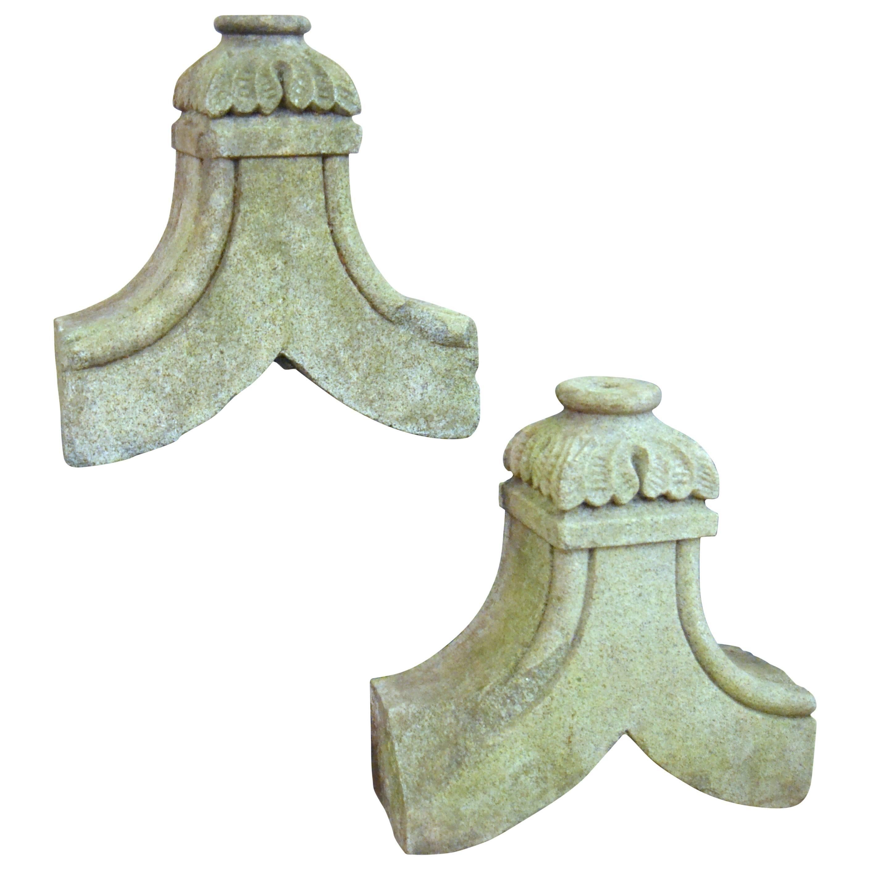 Pair of Carved Granite Garden Elements For Sale