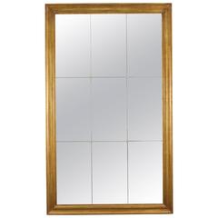 Hollyhock "Nine-Panel" Mirror with Hand-Rolled Glass and a Gilt Wood Frame