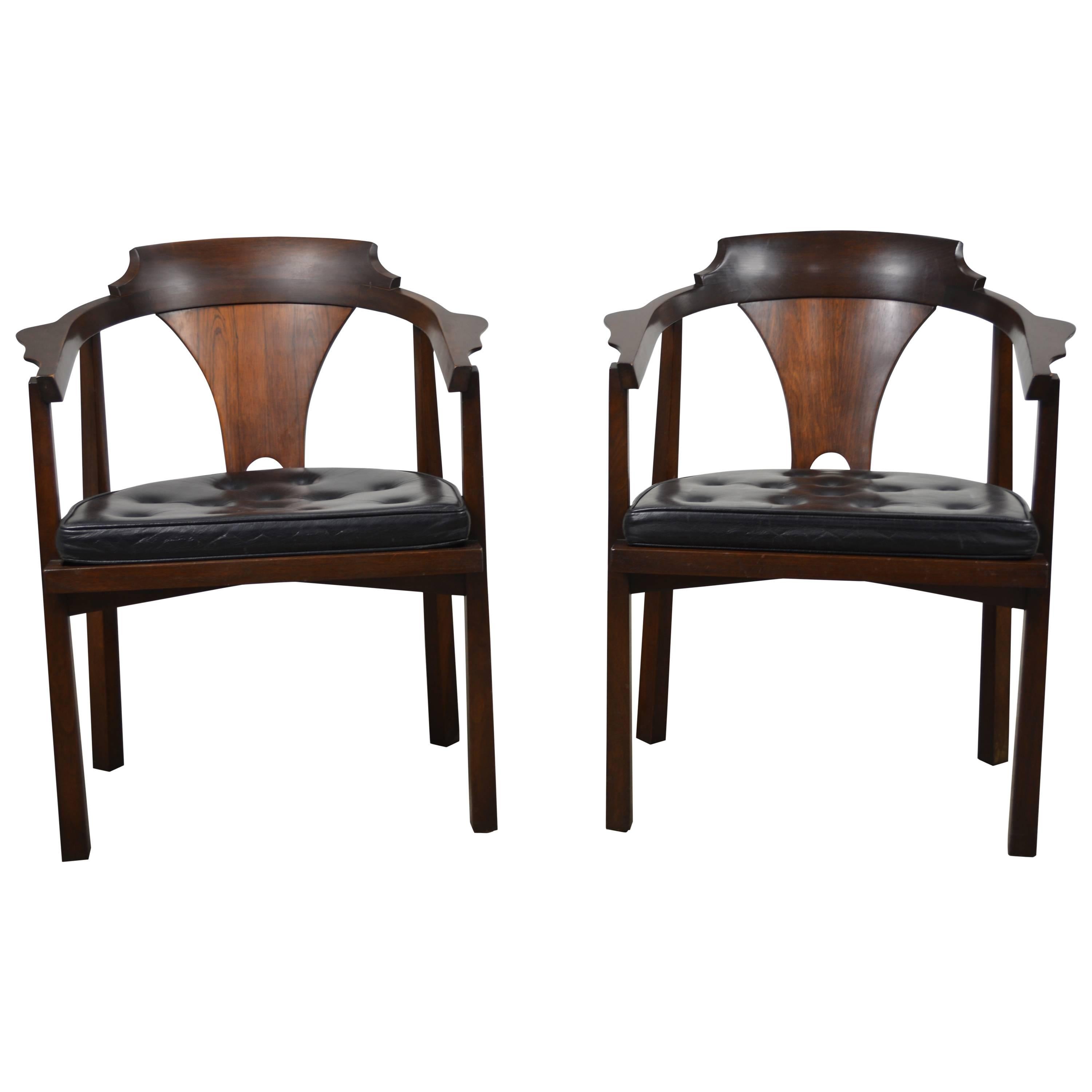 Edward Wormley Pair of Horseshoe Chairs for Dunbar