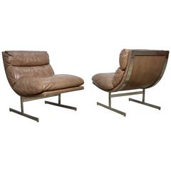 Kipp Stewart Pair of Leather "Arc" Chairs for Directional