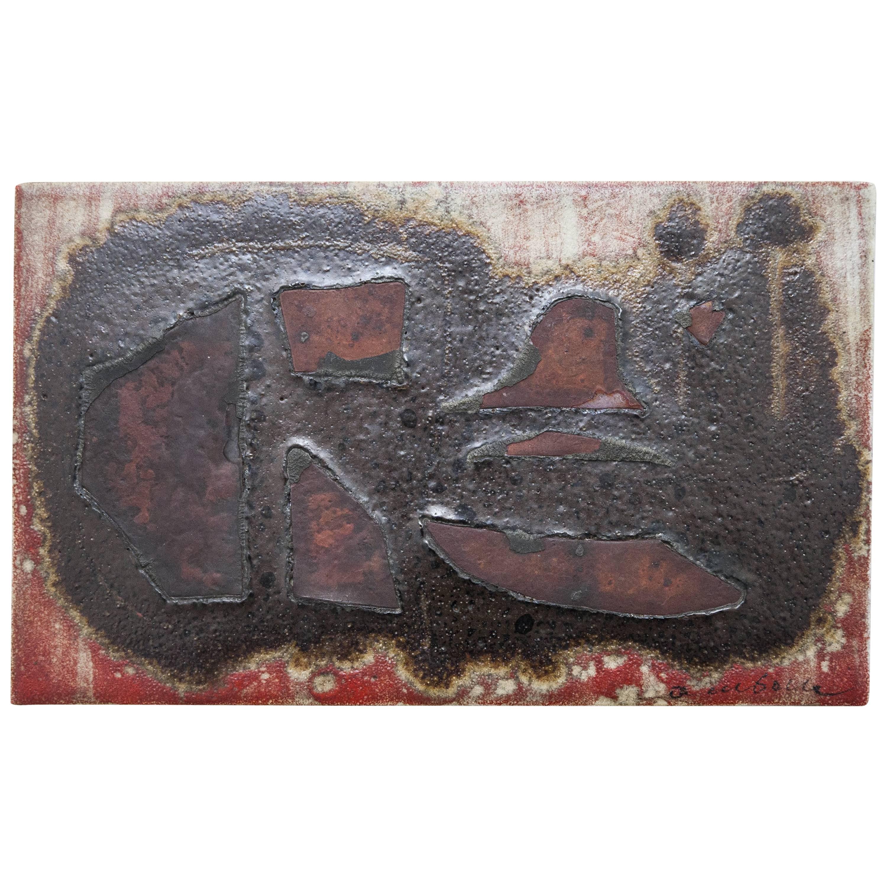 Rare Guido Gambone Art Pottery Plate with Donkey Mark and Signature