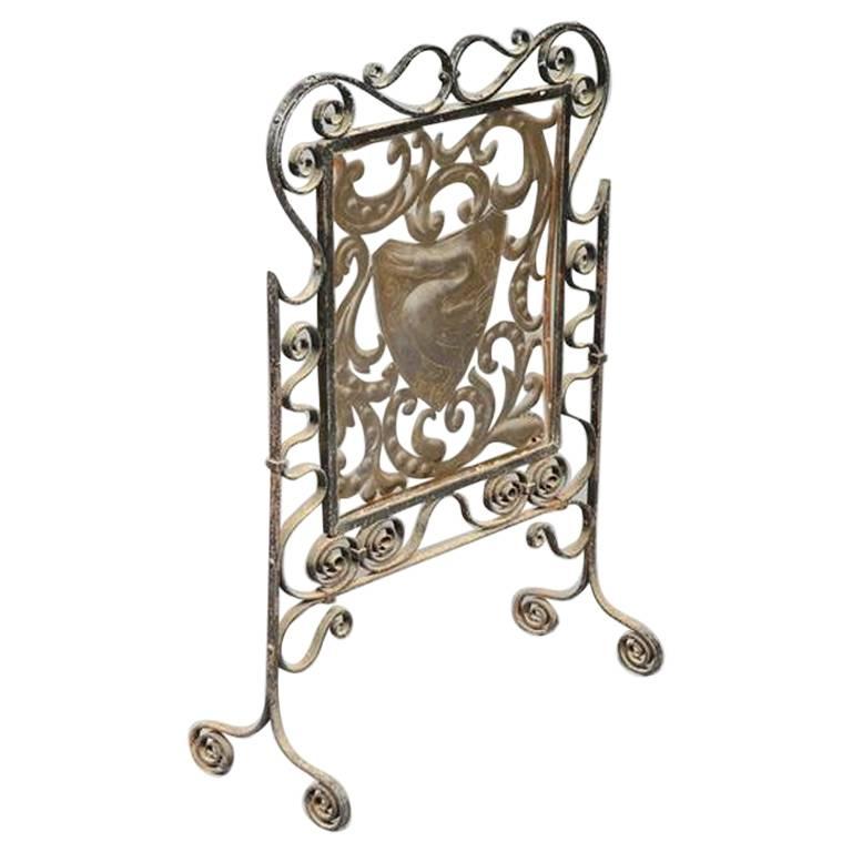 An Arts and Crafts Iron & Copper Fire Screen Attributed to John Pearson For Sale