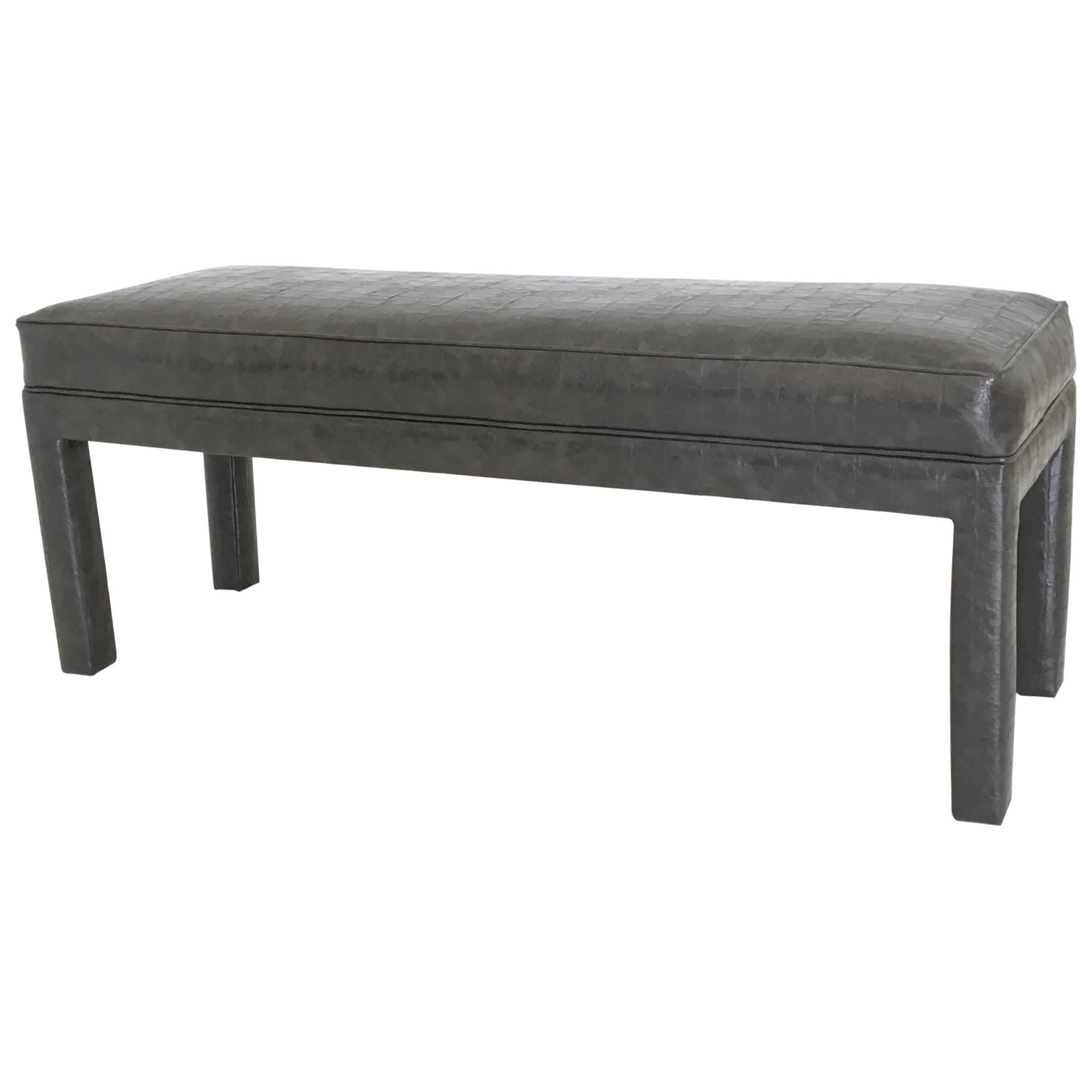 Parsons Bench in Faux Crocodile For Sale