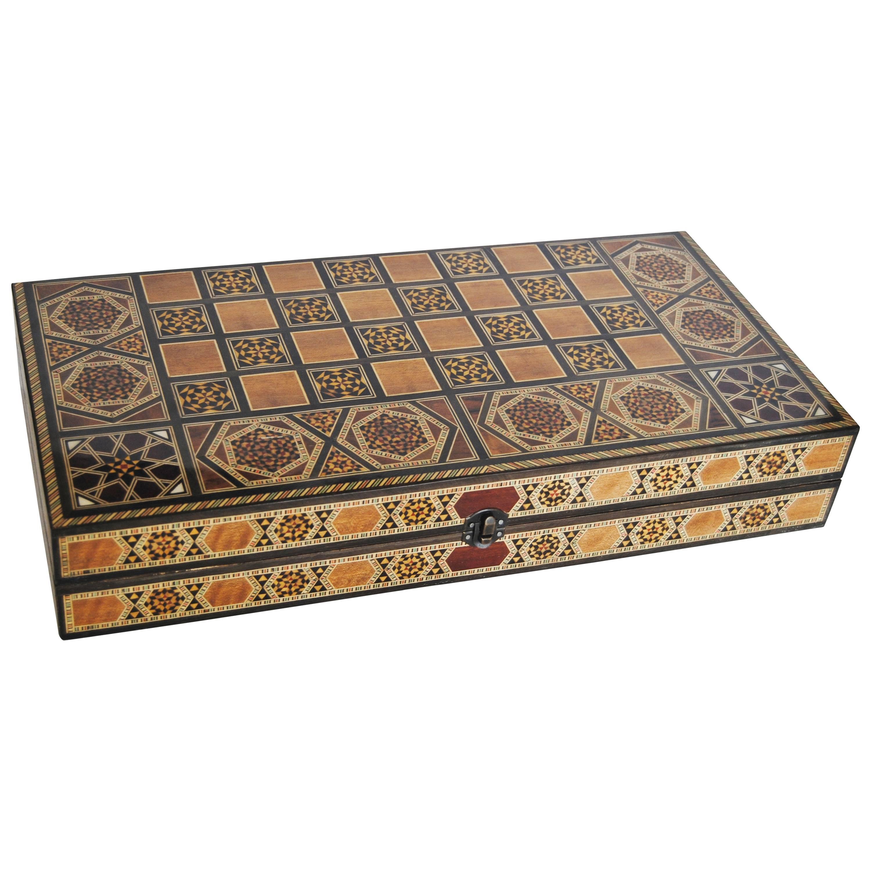 Syrian Handcrafted Backgammon/Chess Board with Inlaid Mother-of-Pearl
