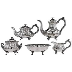 Antique 19th Century Imperial Russian Solid Silver Tea Set, St Petersburg