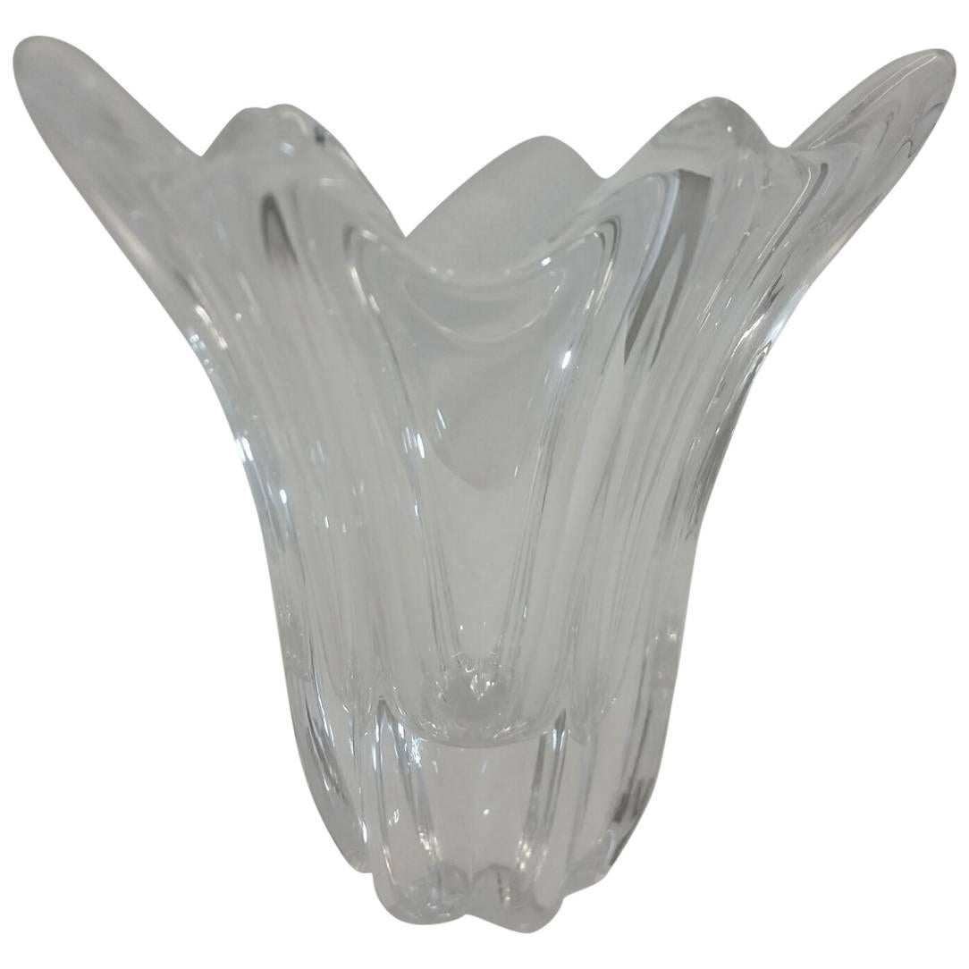 Daum, France Crystal Free-Form Vase, Signed For Sale