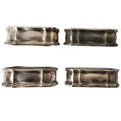 1930's Silver Plated Oval Napkin Rings, Set of Four