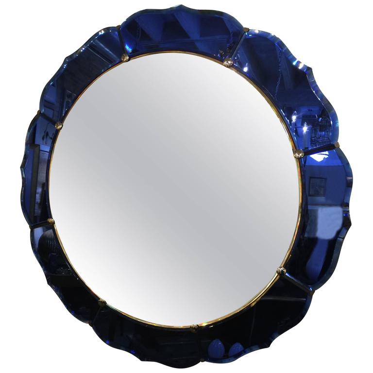 Art Deco Cobalt Blue Mirror at 1stDibs