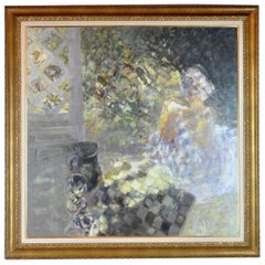 Large Sunfilled Impressionist Oil Painting by Louis Fabien b. 1924