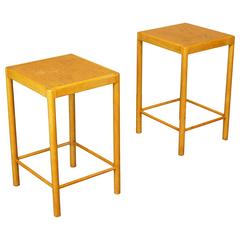 Pair of Rare Early Vintage Fritz Hansen Side/End Tables in Beech, 1940s