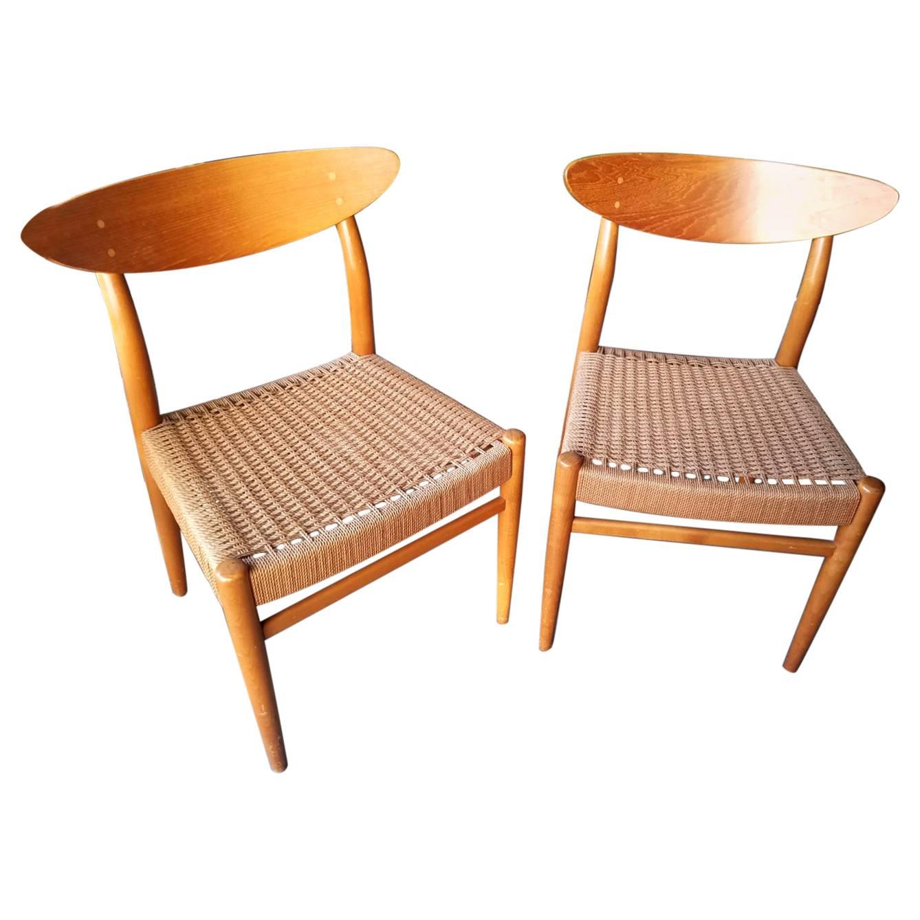 Two Dining Room Tabel Rope Chairs Designed by Poul Volther for Frem Rojle For Sale