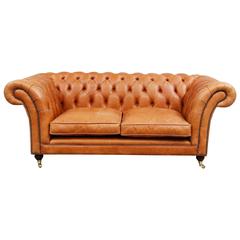 Light Brown Leather Chesterfield Sofa