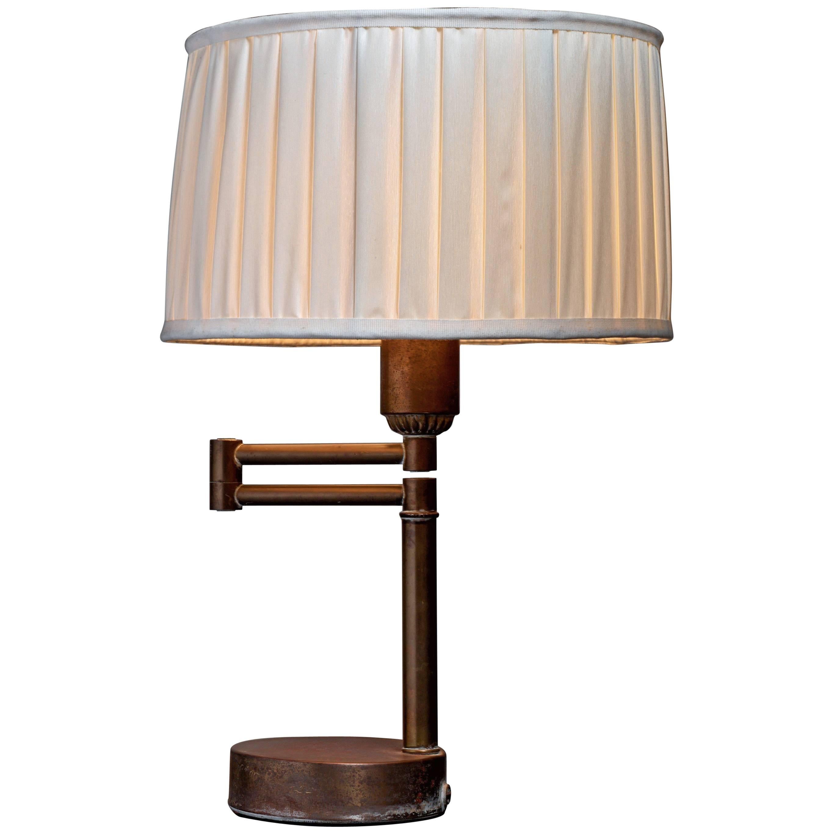 Walter Von Nessen Swing-Arm Table Lamp in Brass, American, 1950s For Sale