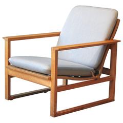 Børge Mogensen 2256 Oak Lounge Sled Chairs Designed 1956 for Frederica Furniture