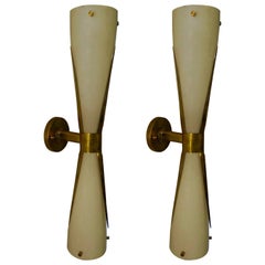 Pair of MidCentury Manner of Max Ingrand Italian Wall Light, 1980