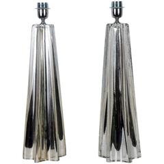 Pair of Table Lamps in Murano Glass and Mirror 10