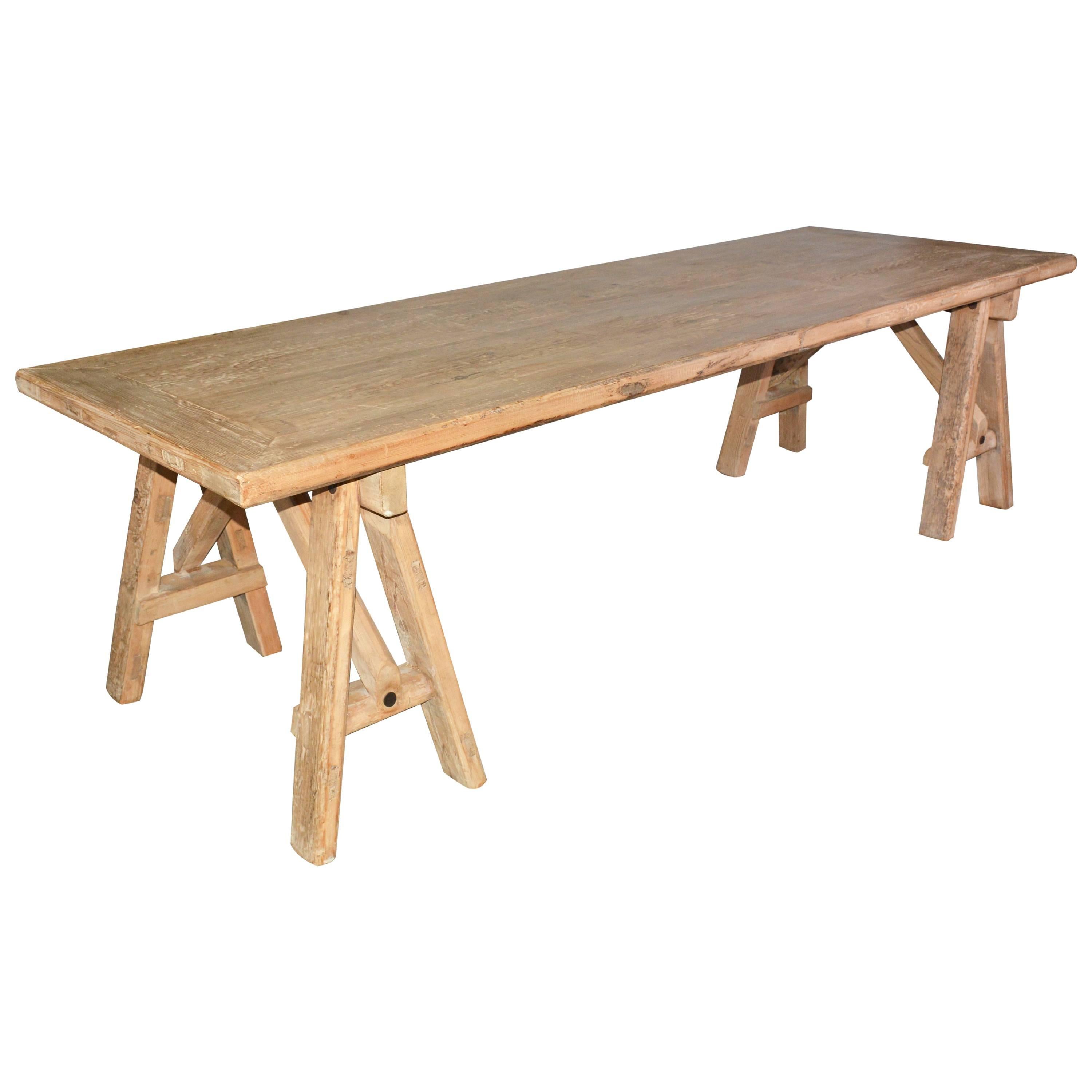 Rustic Sawhorse Dining Table