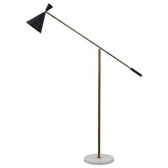 Vintage Italian Floor Lamp with Metal Shade and Marble Base