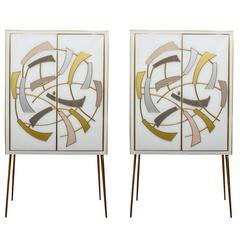Pair of Mirror and Brass Cabinets 10