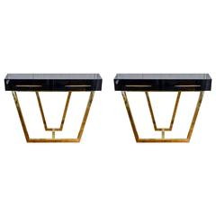 Pair of Rare Lacquered Wood Consoles 12