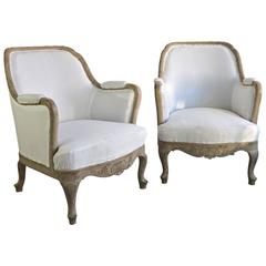 Pair of Swedish Rococo Style Bergere Armchairs