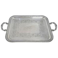 Very Large, Art Nouveau Style, Sterling Silver Tray, English 5