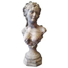 19th Century Cast Stone Bust of a Young Maiden 19th Century Cast Stone Bust of a Young Maiden