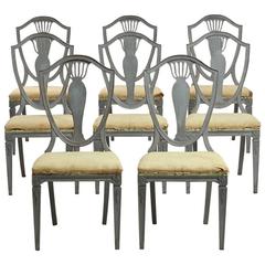 Set of Eight Swedish Gustavian Style Dining Chairs