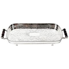 Vintage English Silver Plate Gallery  Tray with Handles .