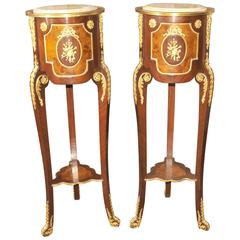 Pair of French Empire Pedestal Stands Side Cocktail Stands